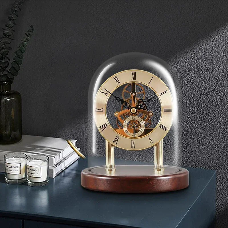 

z European Style Transparent Table Clock Vintage Mechanical Clock Tabletop Decoration Desk Household Electronic Alarm