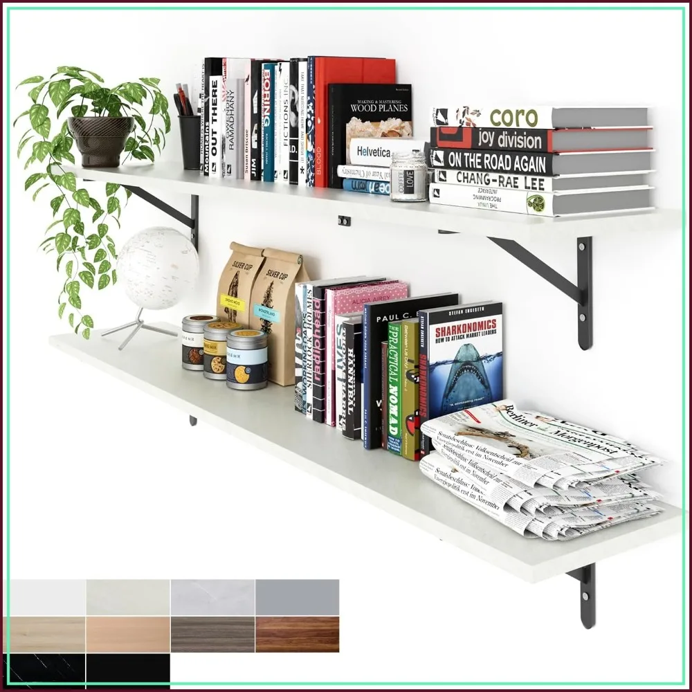 55 Inch Long 10 Inch Deep Set of 2 Floating Shelves Wall Mounted Open Shelves