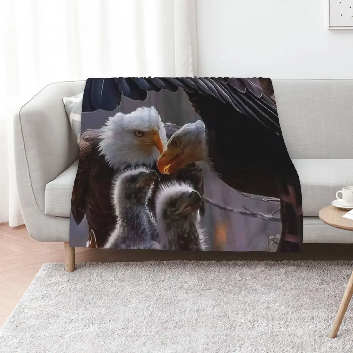 Majestic American Bald Eagle Family Throw Blanket Cute Plaid Weighted Plaid warm for winter Thermals For Travel Heavy Blankets