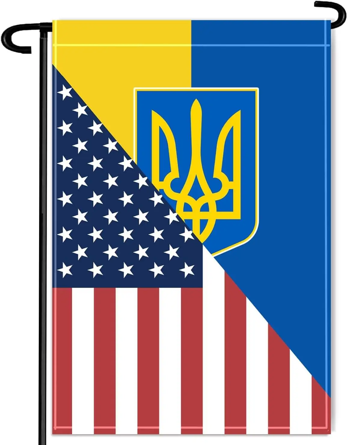 Ukraine USA Friendship Garden Flag,18×12 inch Ukrainians Decor,Heavy Duty Double Side Digital Printed 210D Polyester Banner  CCL
