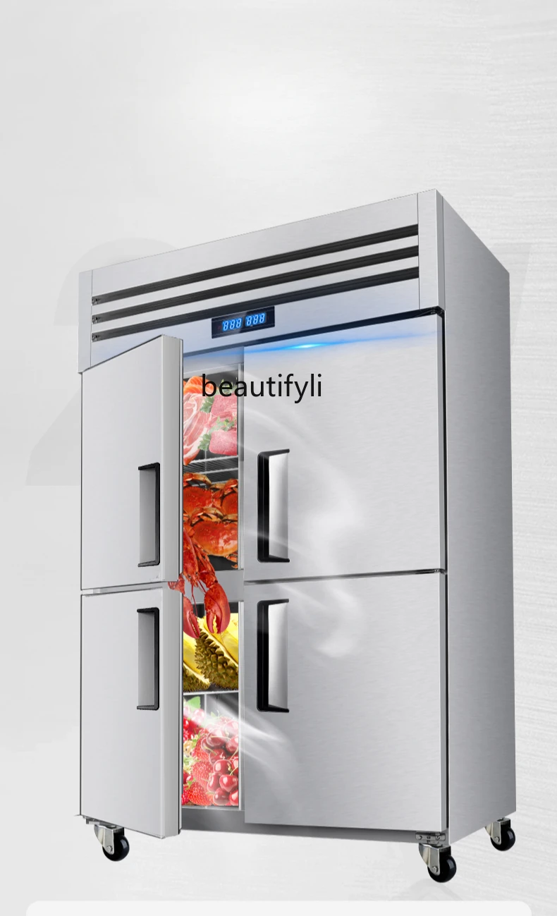 Four-door refrigerator commercial freezing stainless steel kitchen fresh-keeping double temperature freezer