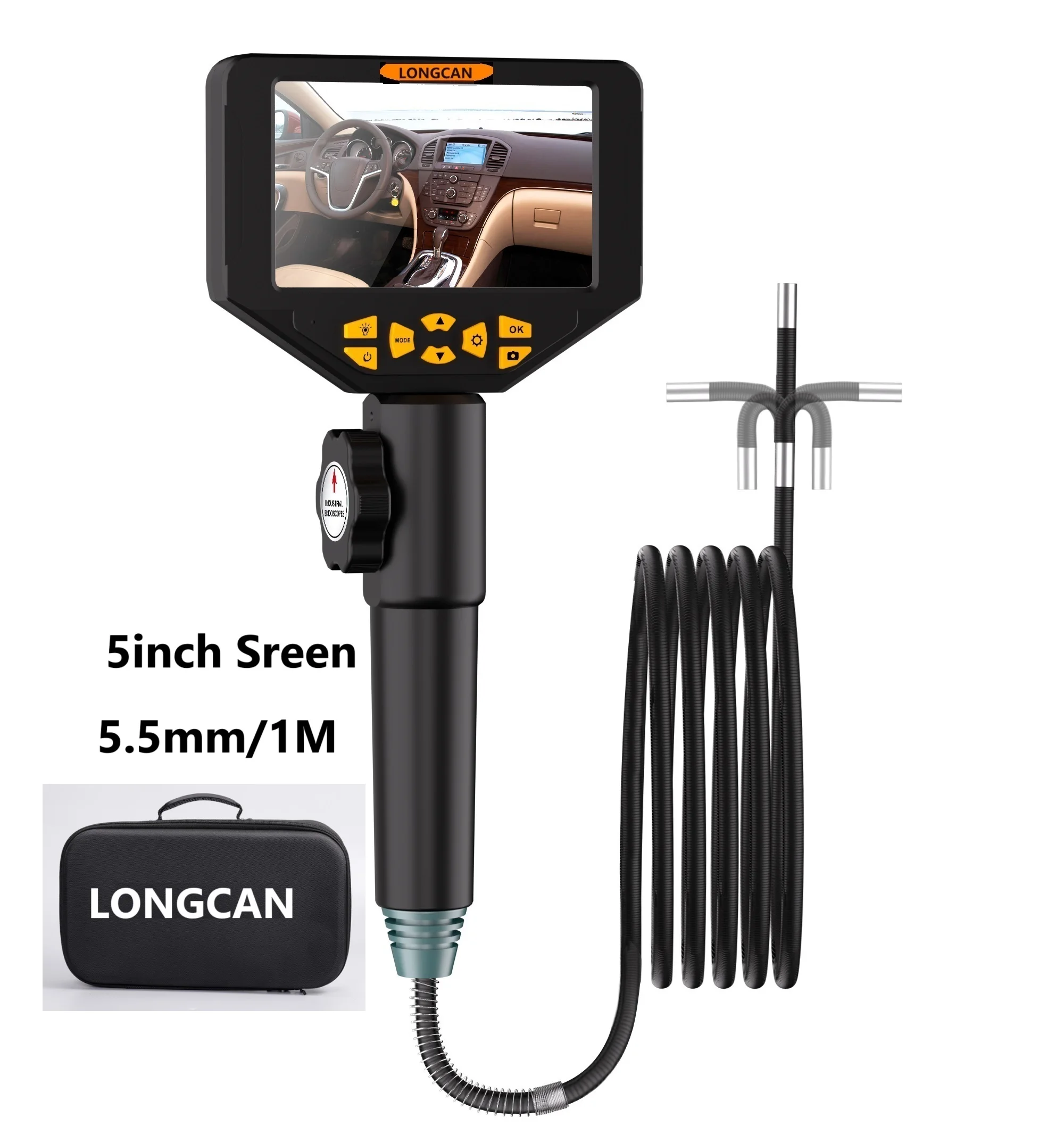 5.5mm/1M  5 Inch IPS Handheld Endoscope Explorer Inspection Camera  2MP IP67 Borescope Waterproof for Pipe Inspection