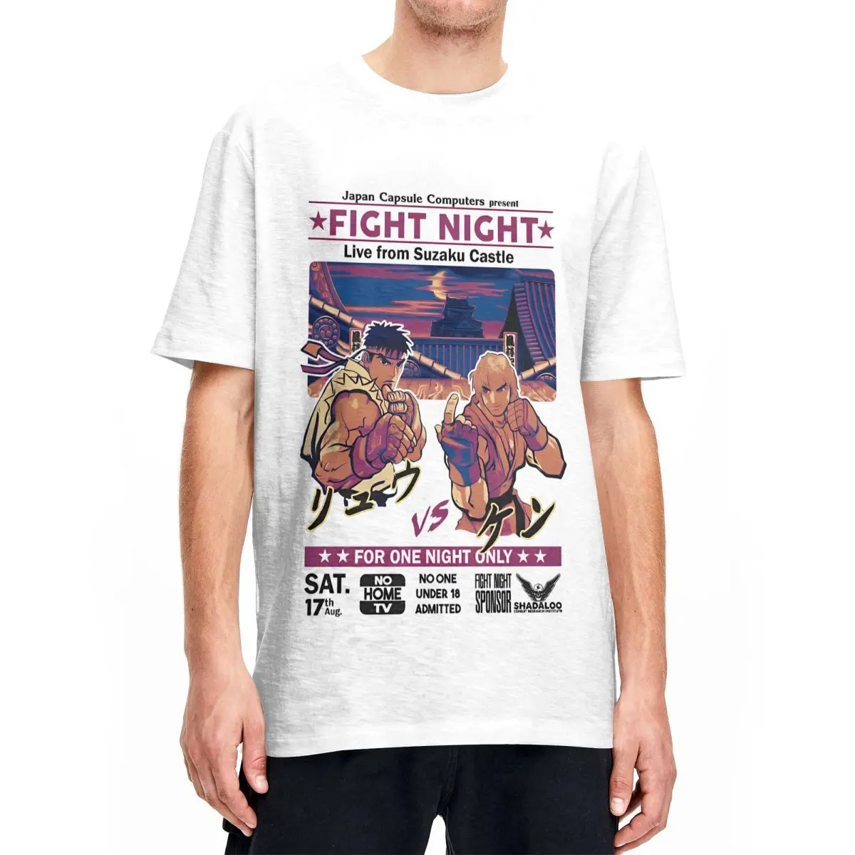 Ryu Live From Suzaku Castle Tshirts Men's Cotton Top Tee Aesthetic Street Fighters Crewneck Short Sleeve