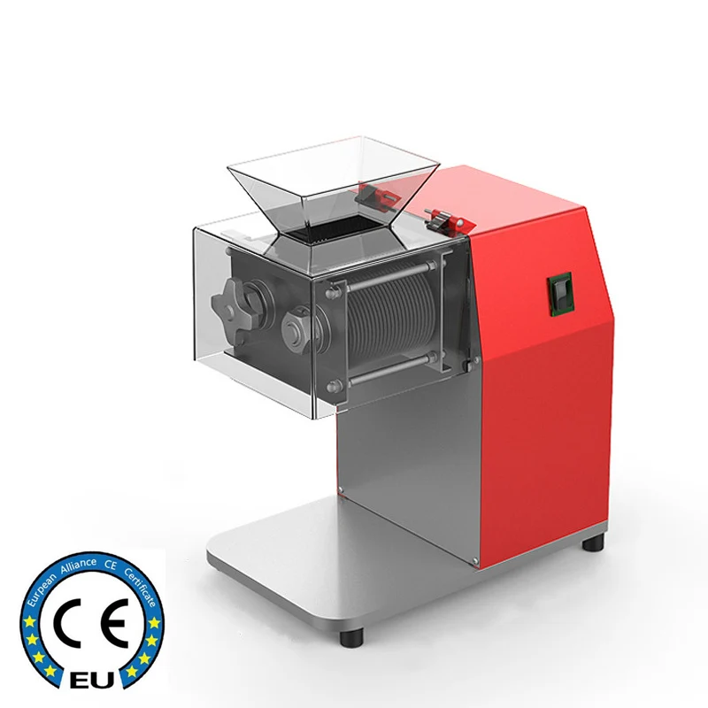 

2.5-20MM Desktop Meat Cutter Machine Red Electric Fresh Meat Slicer Shredder Dicer For Sale