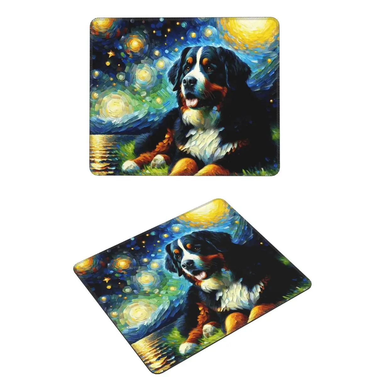 

Starry Night Bernese Mountain Dog Van Gogh Lover Mouse Pad Computer Keyboard Mouse Mat Gamer Laptop Desk Mat Table Mats