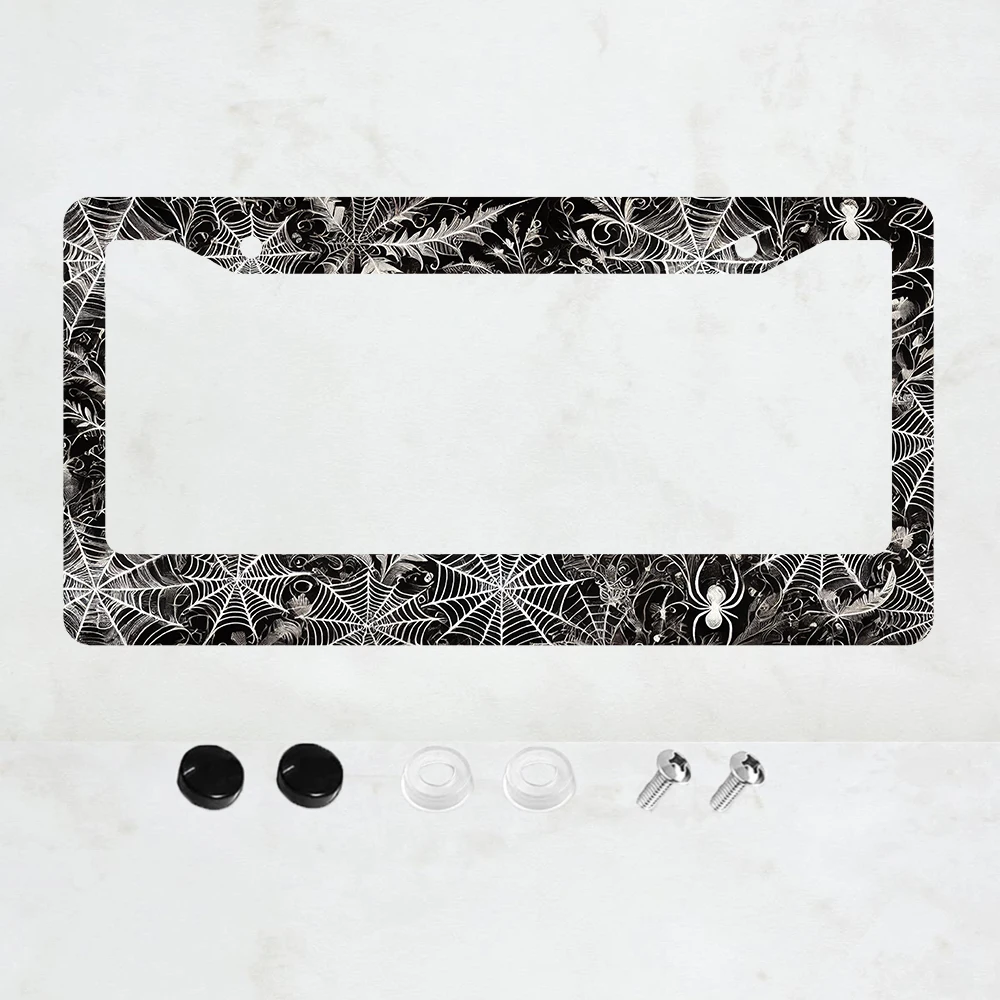 

1PC Spider Web License Plate Frame Gothic Style Aluminum License Plate Frame - US Standard Size, Decorative Car License Plate
