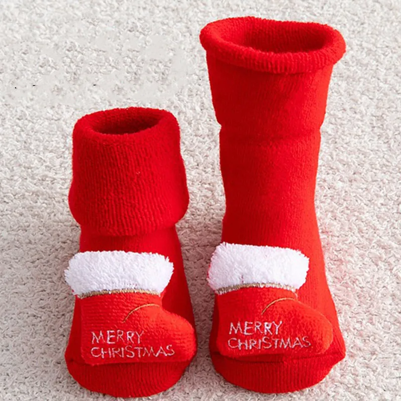 Kids Children's Christmas Socks for Girls Boys Thicken Print Cotton Toddlers Baby Boy Socks for Newborns Infant Short Socks