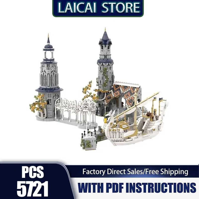

Movie Scene Grey Havens Model Moc Building BlocksCastle Bricks DIY Rings Movie Model Assembly Village Construstion Toys Gifts