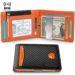 Portemonnee van koolstofvezel voor heren Luxe Rfid Slanke dunne creditcardhouder Portemonnee Portemonnee Slimme kleine korte kaarthouder Carteras