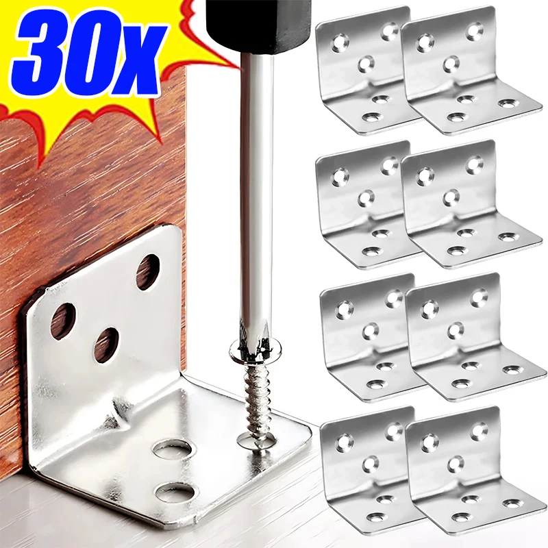 Cabinet Corner Bracket Stainless Steel Corner Brace Furniture Corner Connector Universal Joint Fastener for Wood Cupboard Drawer