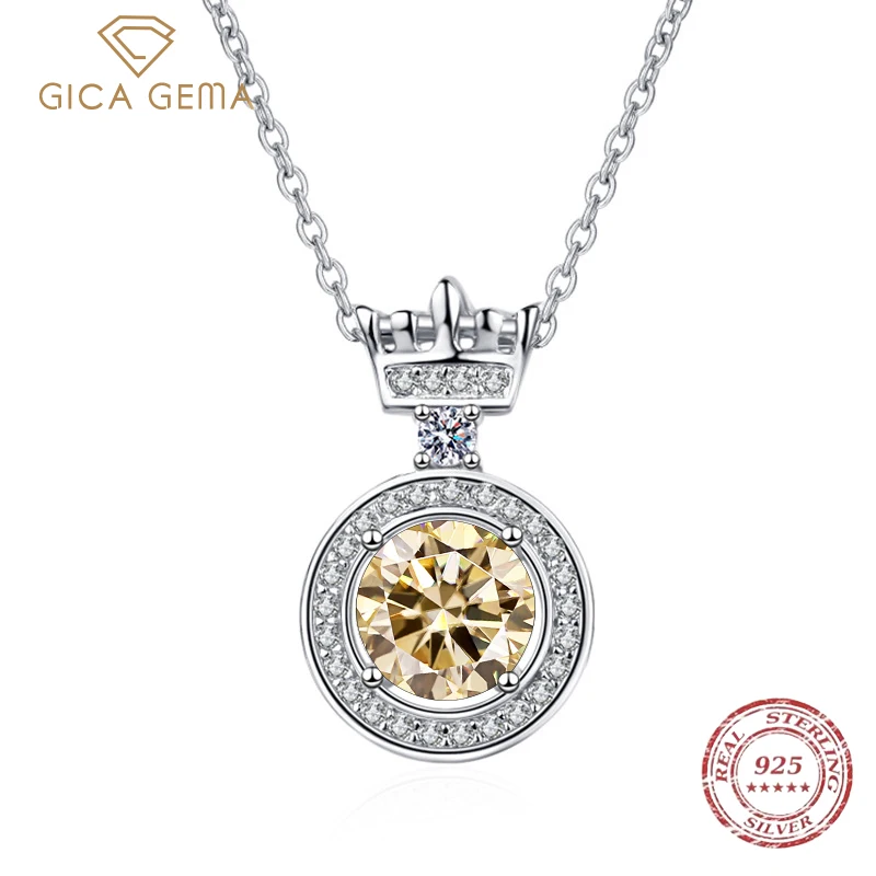 

Ожерелье Gica Gema женское из серебра 925 пробы, многоцветное круглое ожерелье с муассанитом 0,5/1 карат, уникальная кулон в виде танцующей королевы, короны, подарок