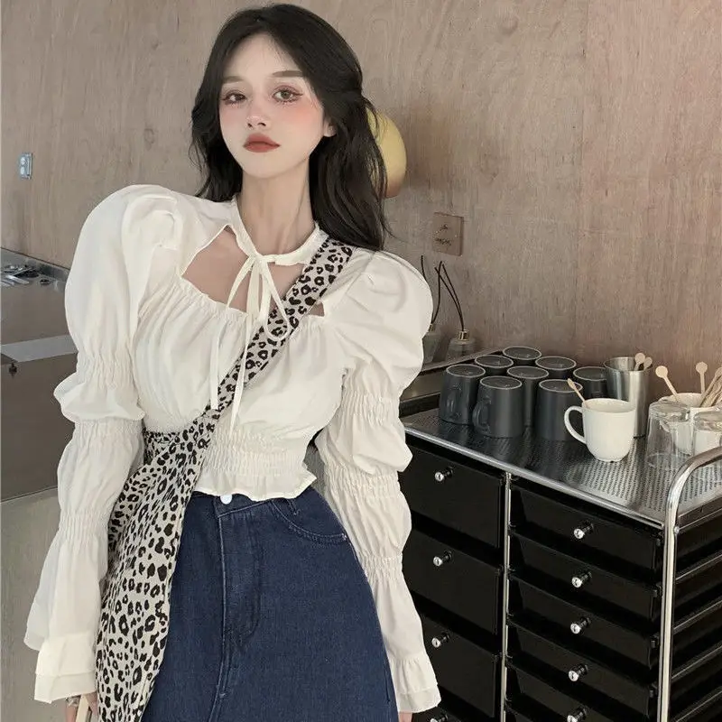 Blouses Women Crops Tender 2022 New Arrival Pure Chic Prevalent Dating Spring Fall Leisure Preppy Style Holiday Fit Mujer Blusas