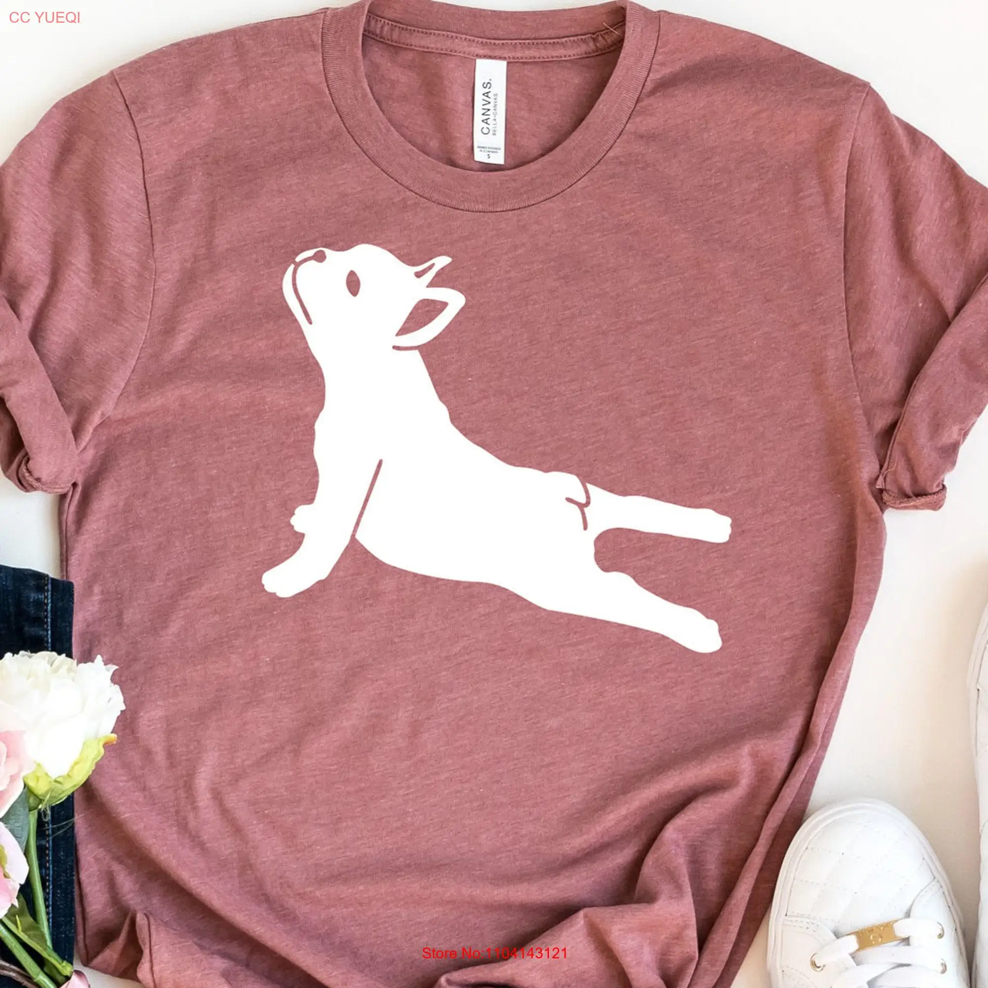 French Bulldog Yoga Pose T Shirt Dog lover Namaste Funny Namastay in bed Zen long or short sleeves