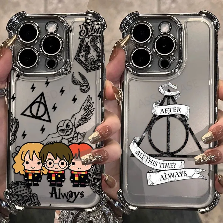 Lovely Potters Wand Harries Phone Case For iPhone 16 15 14 13 12 11 Pro Max X 7 8 Plus Shockproof Anti-Fall Armor Cover