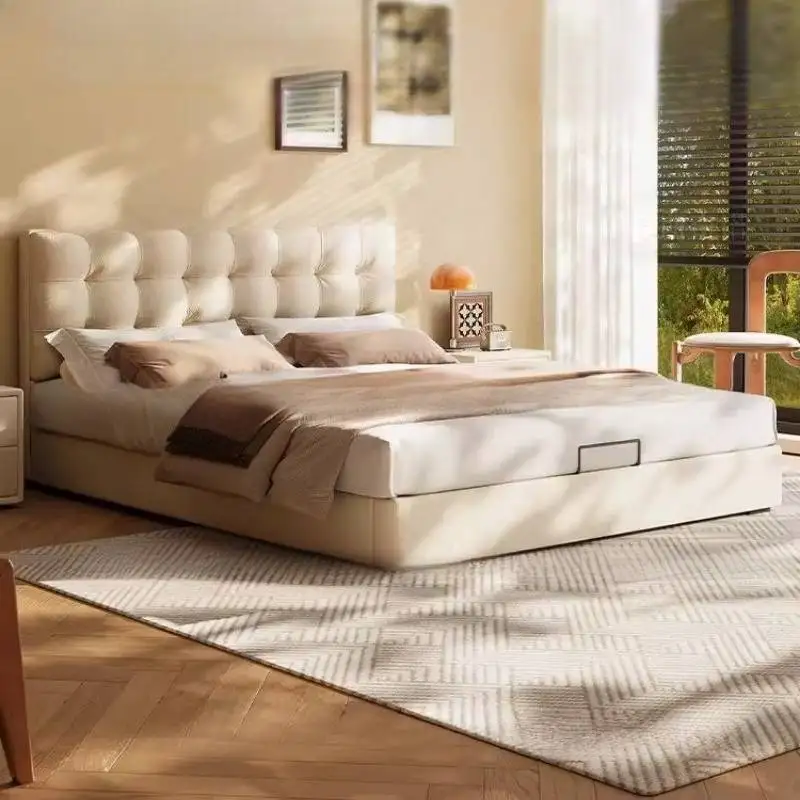 Elegant Bedding Double Bed Backrest Headboards Storage Solid Luxury Bed Household Japanese Muebles Para Hogar Home Furniture
