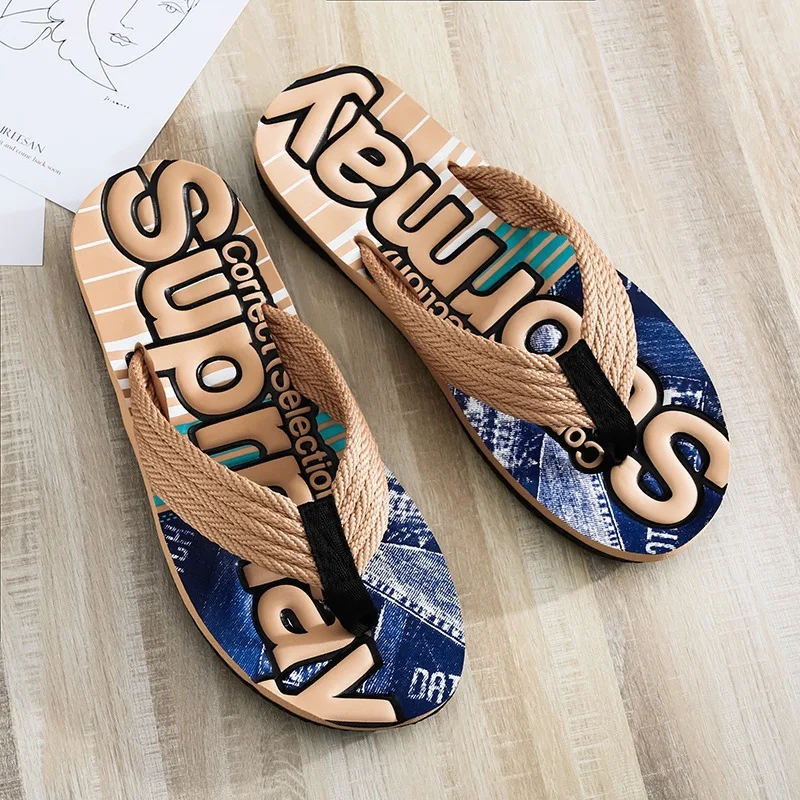 Trendy Sandals Personalized Sandals Beach Shoes Summer 2024 New Style Flip-flops Casual Anti-slip