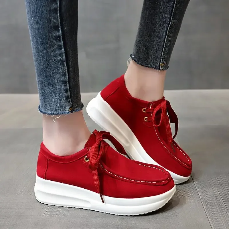 Chunky sneakers damskie 2022, nowe, jednokolorowe, grube dno, sznurowane buty damskie do chodzenia, kobiece, oddychające, antypoślizgowe buty na