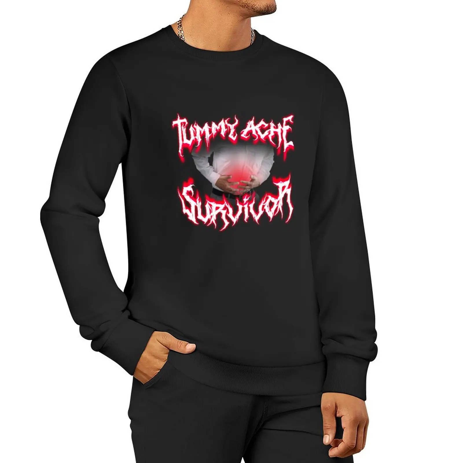 

Tummy Ache Survivor Metal Design Sweatshirt men's sweat-shirt set mens clothing mens designer clothes sweatshirts for men