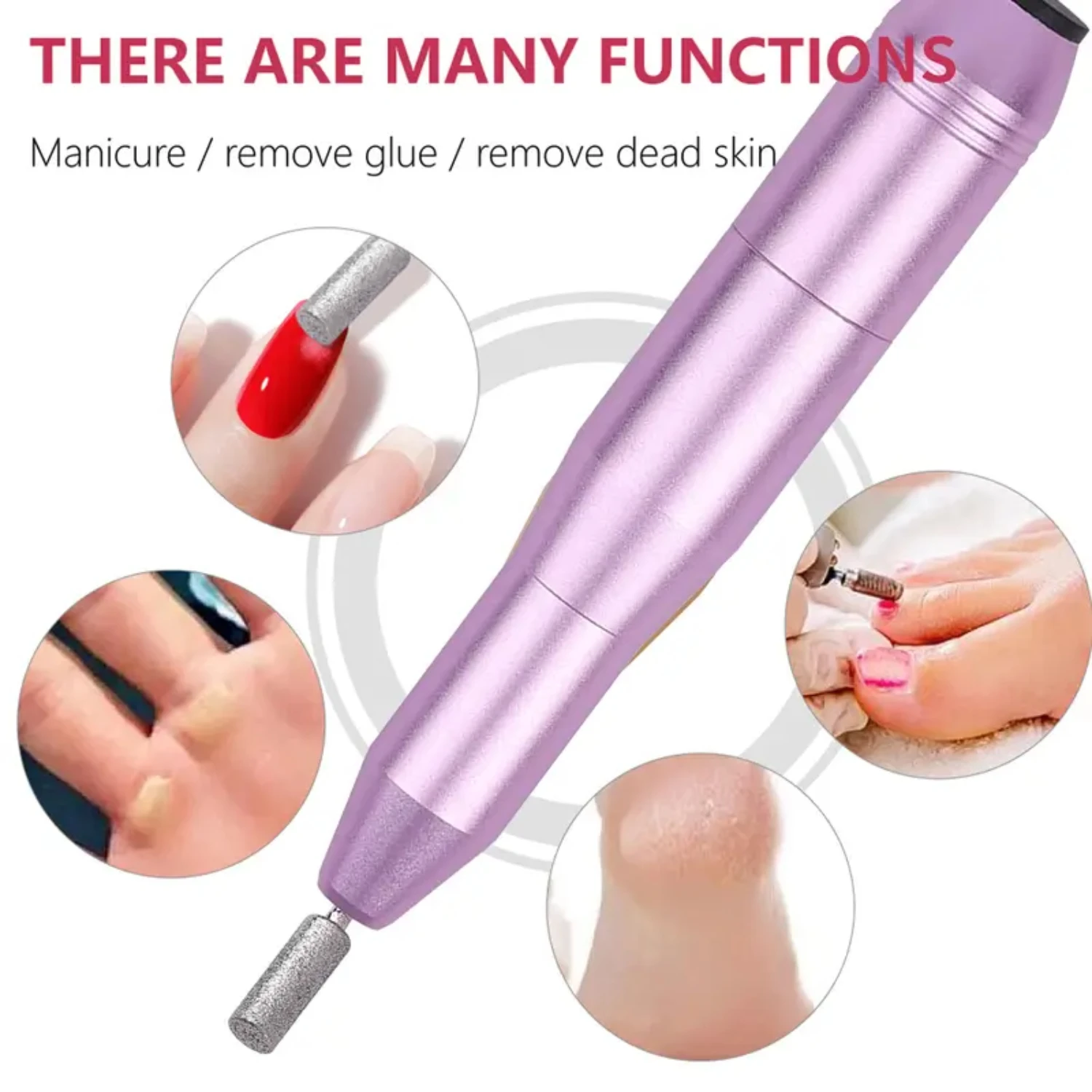 "Perforadora de uñas eléctrica portátil profesional, recargable y eficaz para uñas de gel acrílico, ideal para manicura y ped