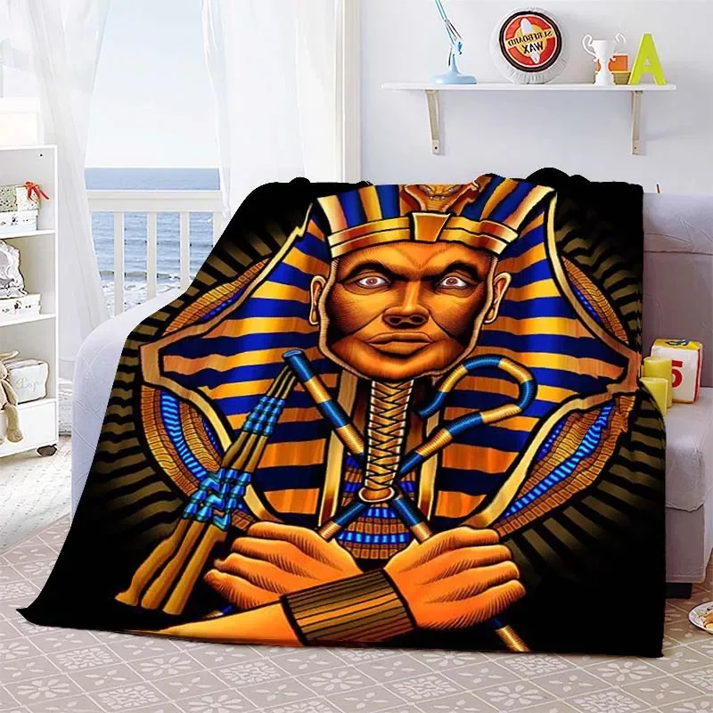 Egyptian Pharaoh Culture Flannel Throw Blanket Super Lightweight Cool Soft Comfortable Travel Camping Sofa Bed for Kids Adults