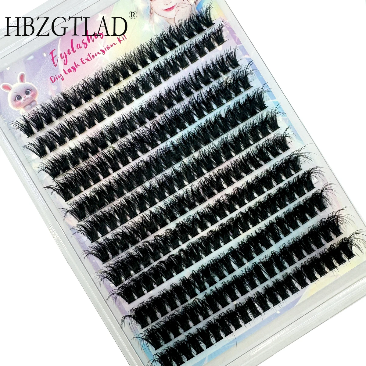 Racimos de pestañas gruesas, 240 ventiladores largos, extensiones de pestañas esponjosas, resistentes al agua, volumen de rizo D, racimos de pestañas 192 Uds. Individuales