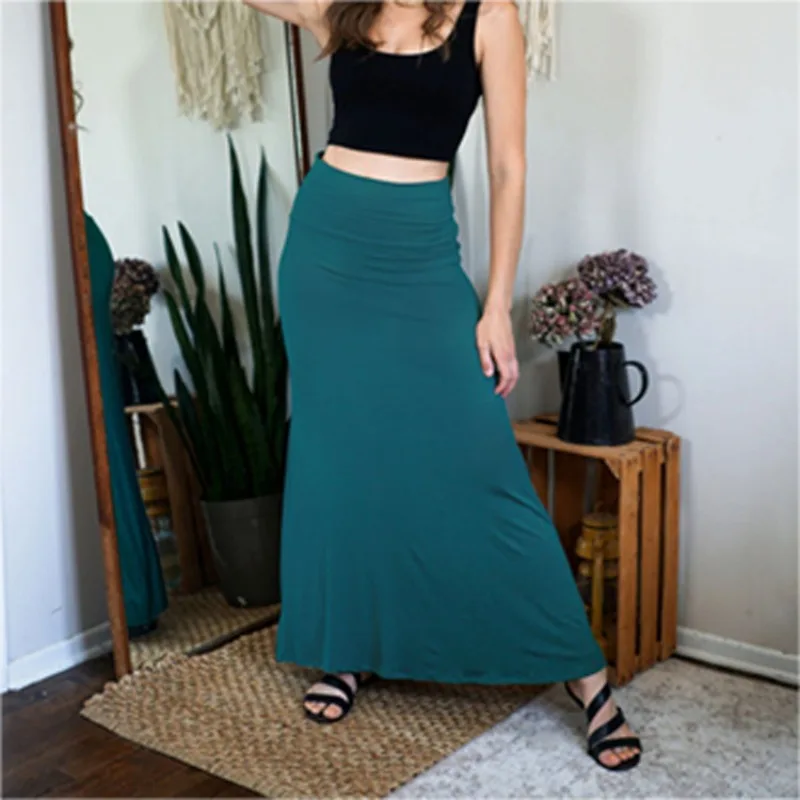 

Women's Foldable & Flowing High Waist Flared Long Skirt Street Trendsetters Summer Female New Fashion Slim Ruffle A-line Skirts