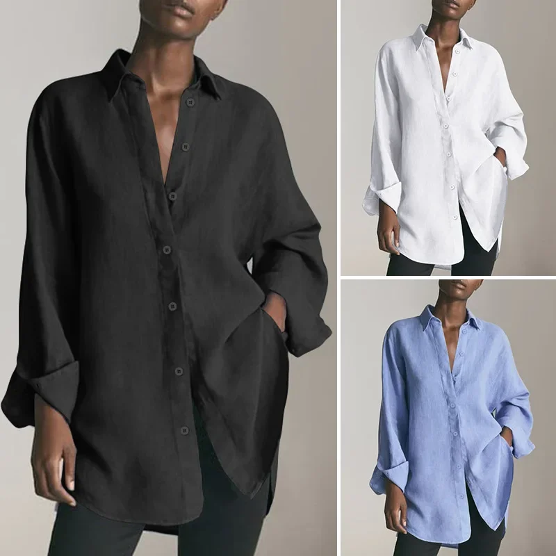 Casual Long Sleeve Solid Shirts Women Sexy Baggy Tops 2023 Ladies Party Tops Tunic Female Blusas Femininas Blouses