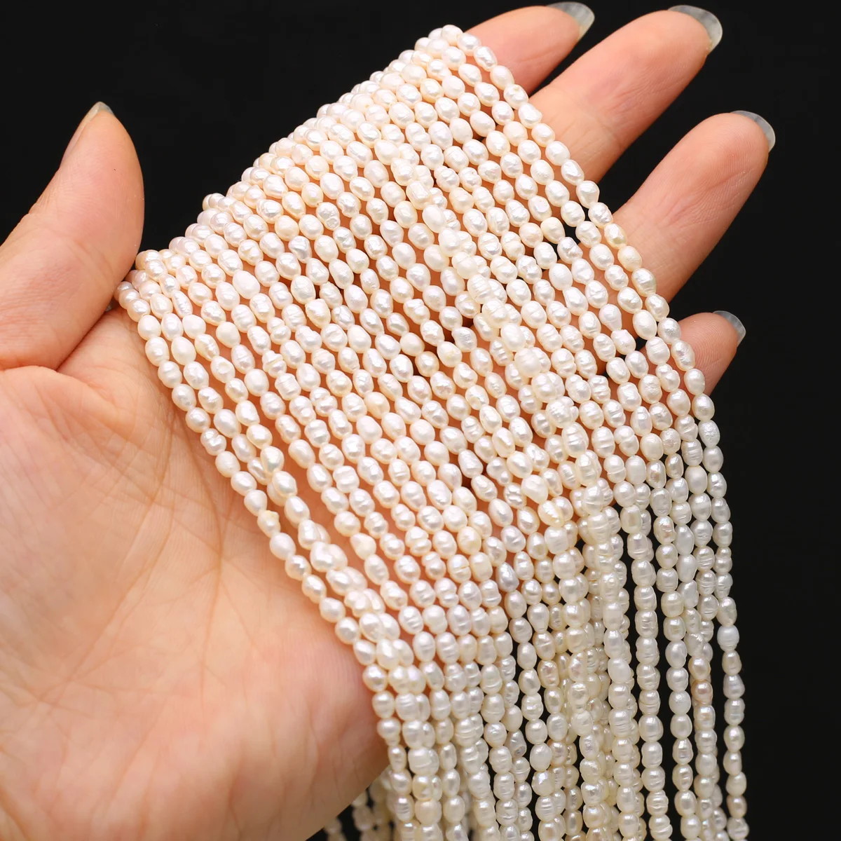 2-3mm Natural Zhuji Freshwater Pearl Beads Loose Punch Rice Pearl Bead for Jewelry Making Diy Necklace Bracelet Accessories