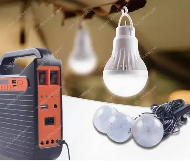 Reusable Solar Power System with Radio Speaker Outdoor Camping 3LED Bulb Emergency Lighting Portable Solar Panel Generator Kit