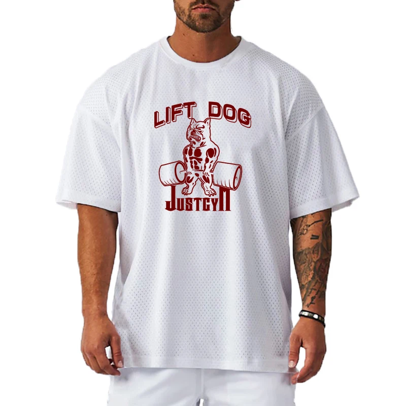 Oversized Mesh Quick Dry Half Sleeve T-shirts Gym Fitness Clothing Summer Loose Breathable Sports Shirts Mens Casual Sport Topss
