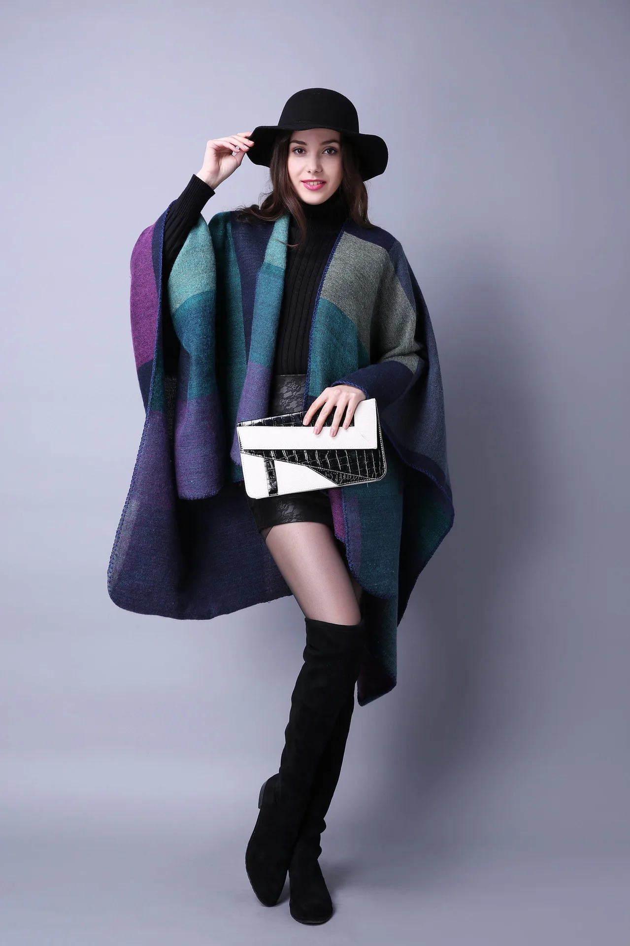 Luxury Brand Ponchos Coat Imitation Cashmere Scarves Women Winter Warm Shawls and Wraps Pashmina Thick Capes Blanket Femme Scarf