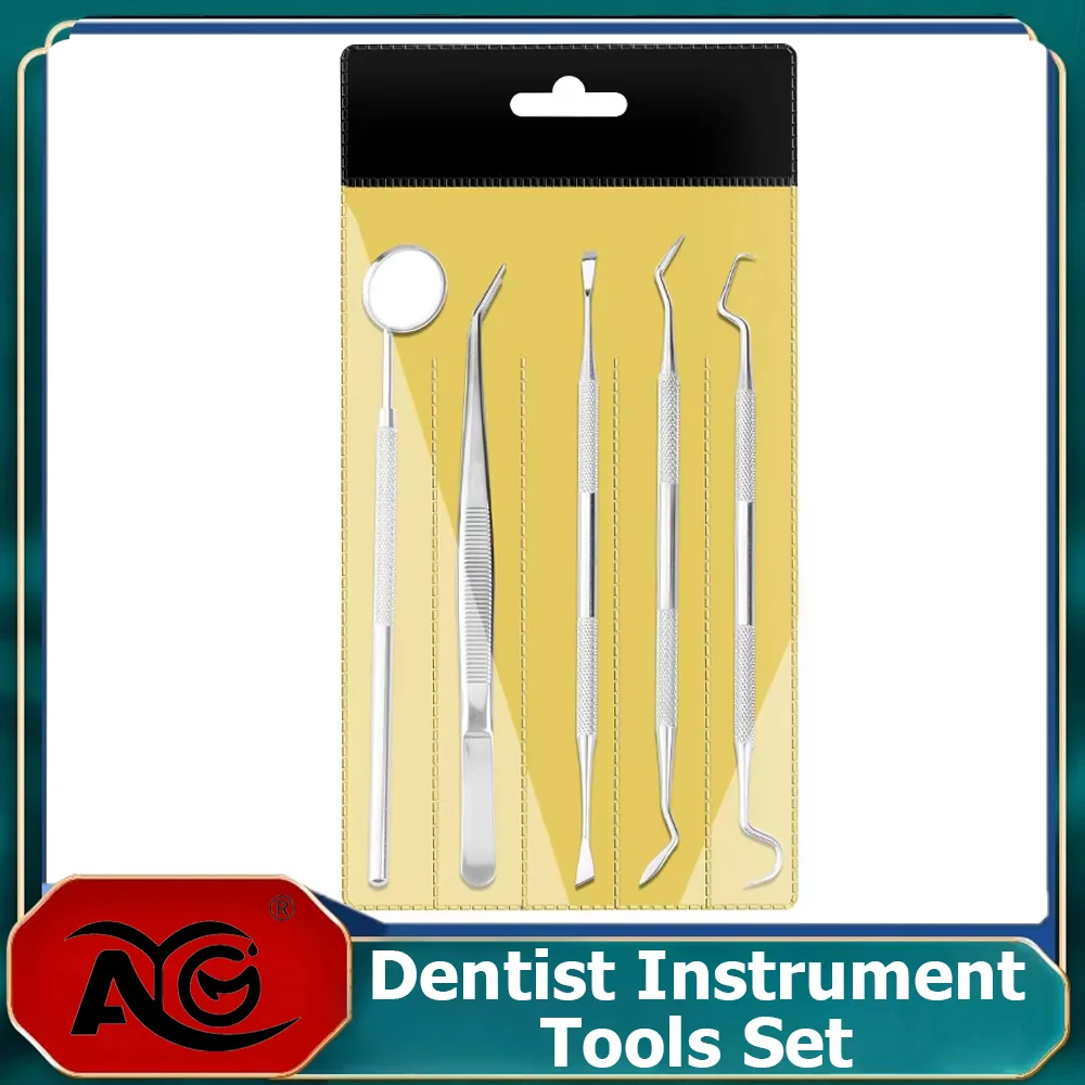 AG Dental lustro do ust pęseta ze stali nierdzewnej sonda łokciowa Instrument dentystyczny czyszczenie zębów wybielanie zestaw narzędzi stomatologicznych