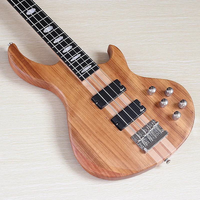4 String Active Electric Bass Guitar Neck Through Zebrawood Top Okoume Body 43 Inch Matte Active Bass High Quality Guitarra view 3