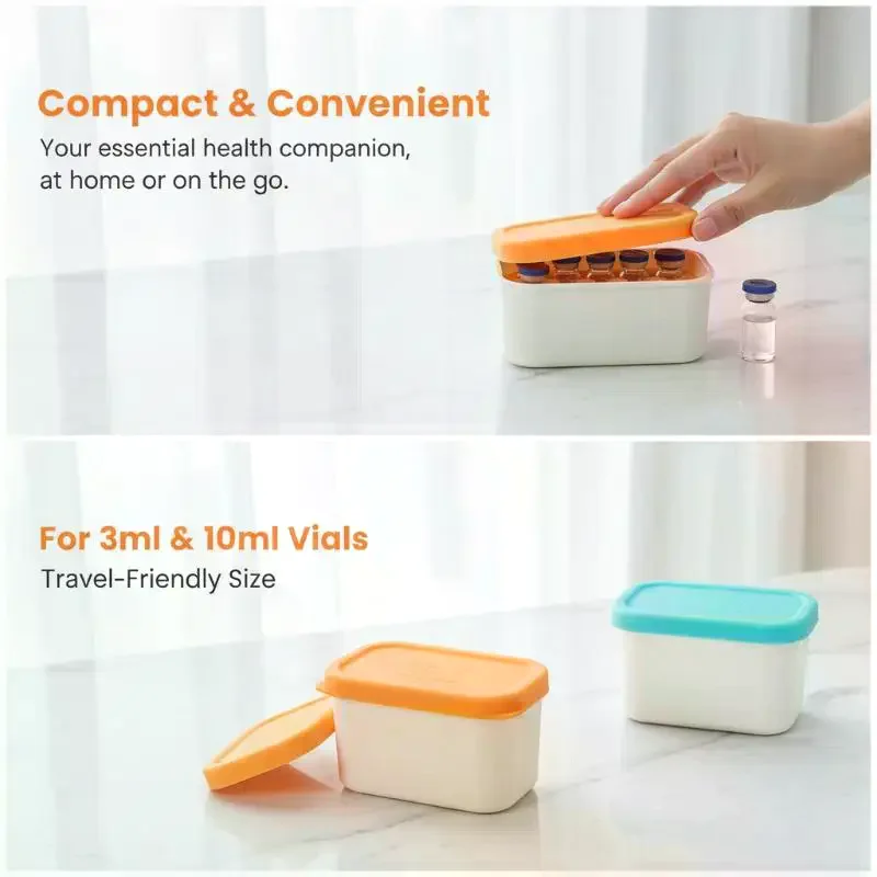 8/10Slot Insulin Vial Carrying Case Peptide Vial Travel Hard Shell Storage Box For 3/10ml Vial Diabetic Supply