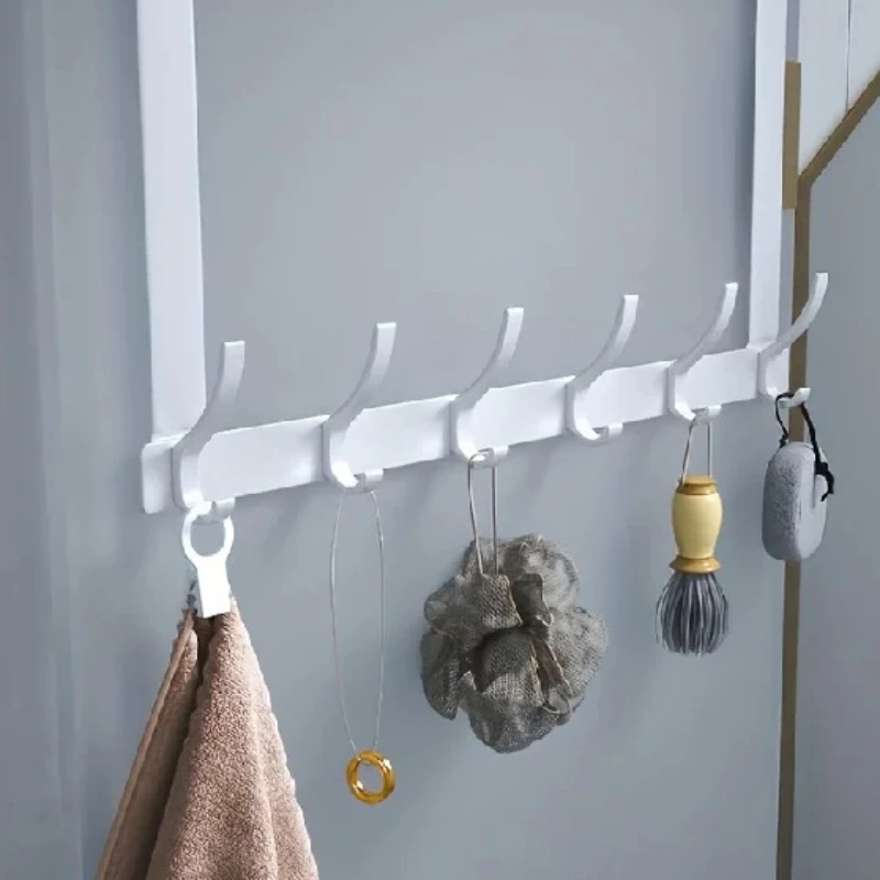 

1pc Over The Door Hooks, 6 Hooks Door Hanger, Wall Mounted Coat Rack For Hanging Clothes Hat Towel，Wall-mounted