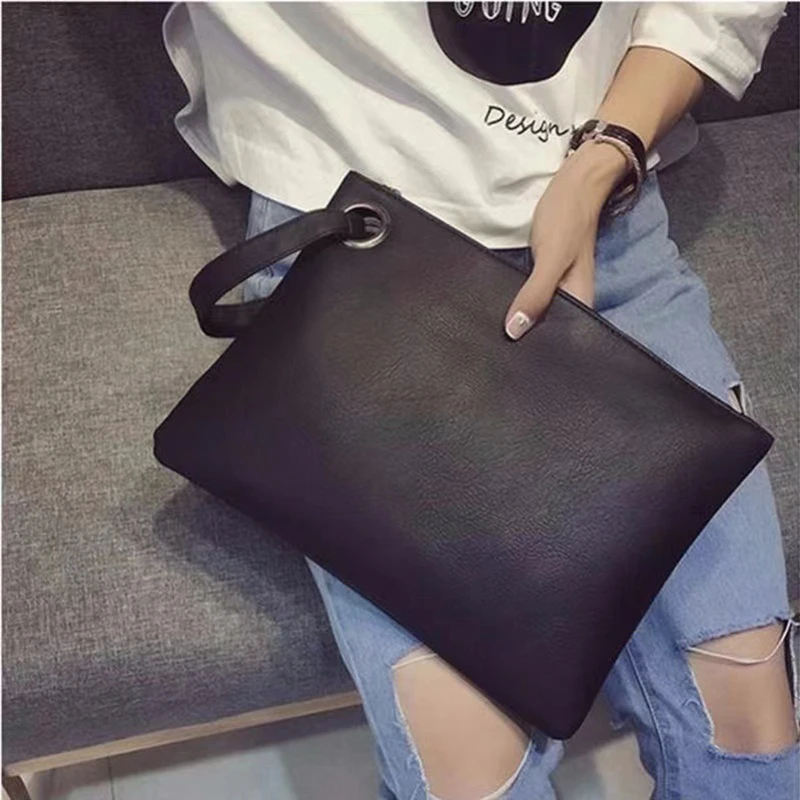 Handheld mobile phone bag Document bag Business bag personalized grab bag Simple women's handbag Party Evening envelope bag