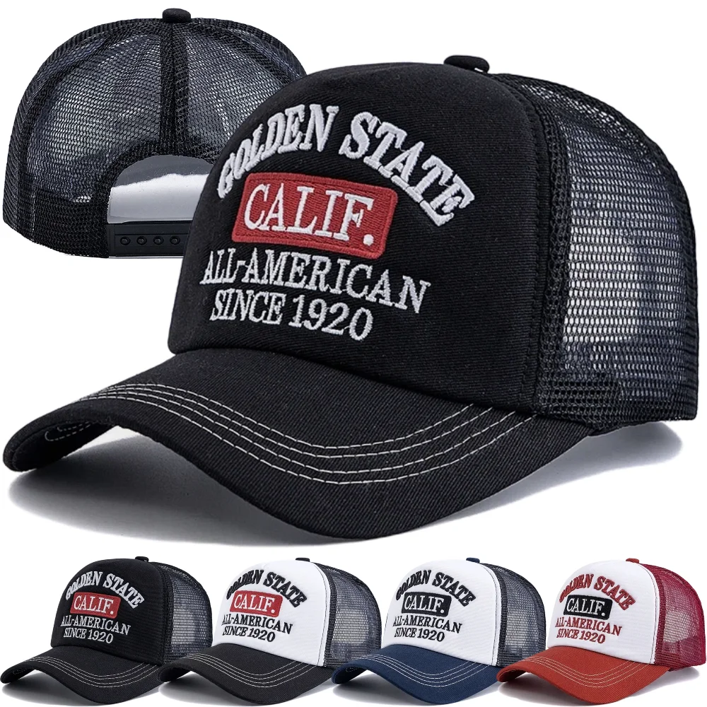 Heißer Verkauf Unisex Fashion Trucker Caps Golden State California Bestickte Mesh-Baseballkappe für Herren Damen Outdoor-Hüte und -Kappen