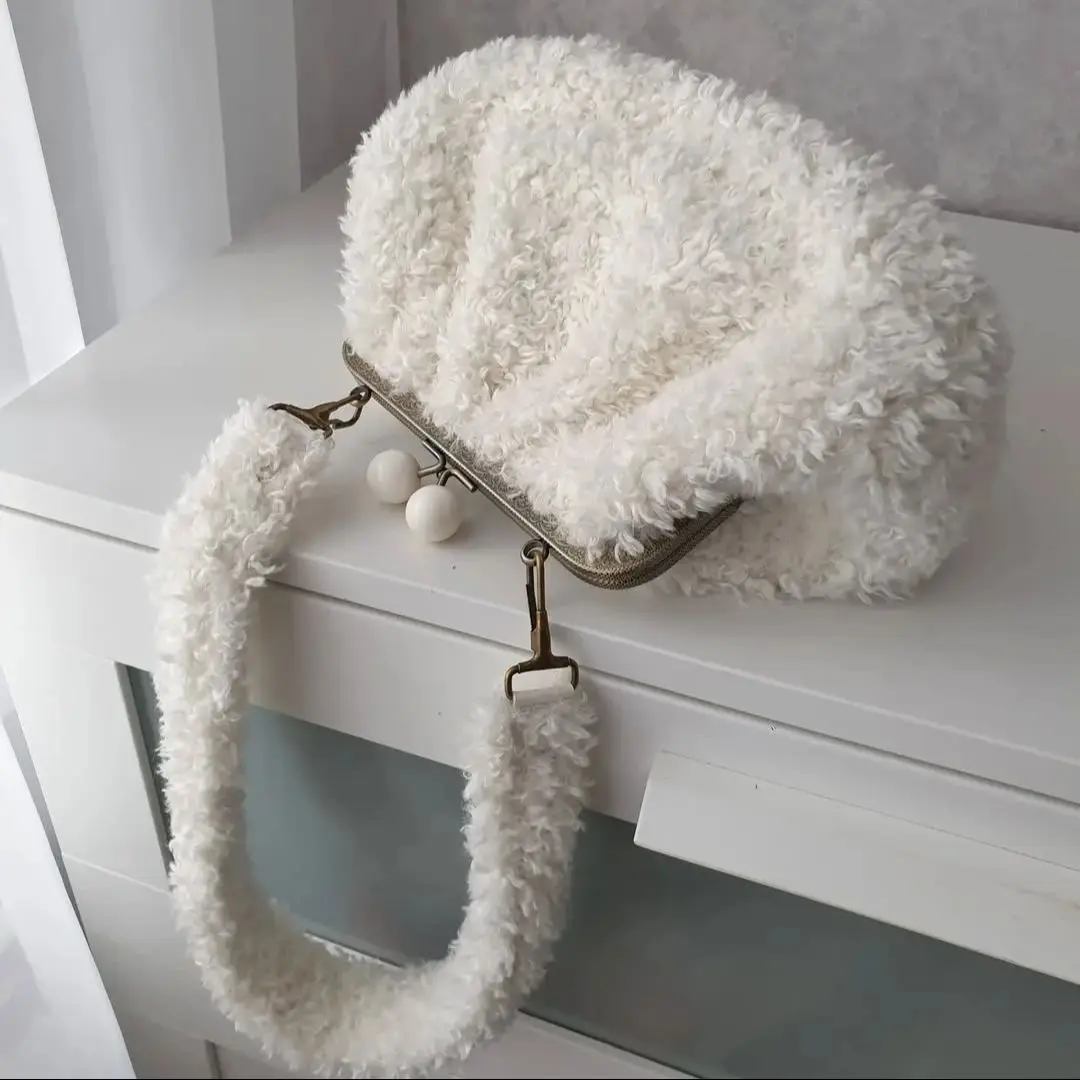 

Lost in Vintage Pasticcino Crossbody Bag Clutch Plush Effect Fabric Removable Handle Magnetic Closure with Maxi Spheres Bag