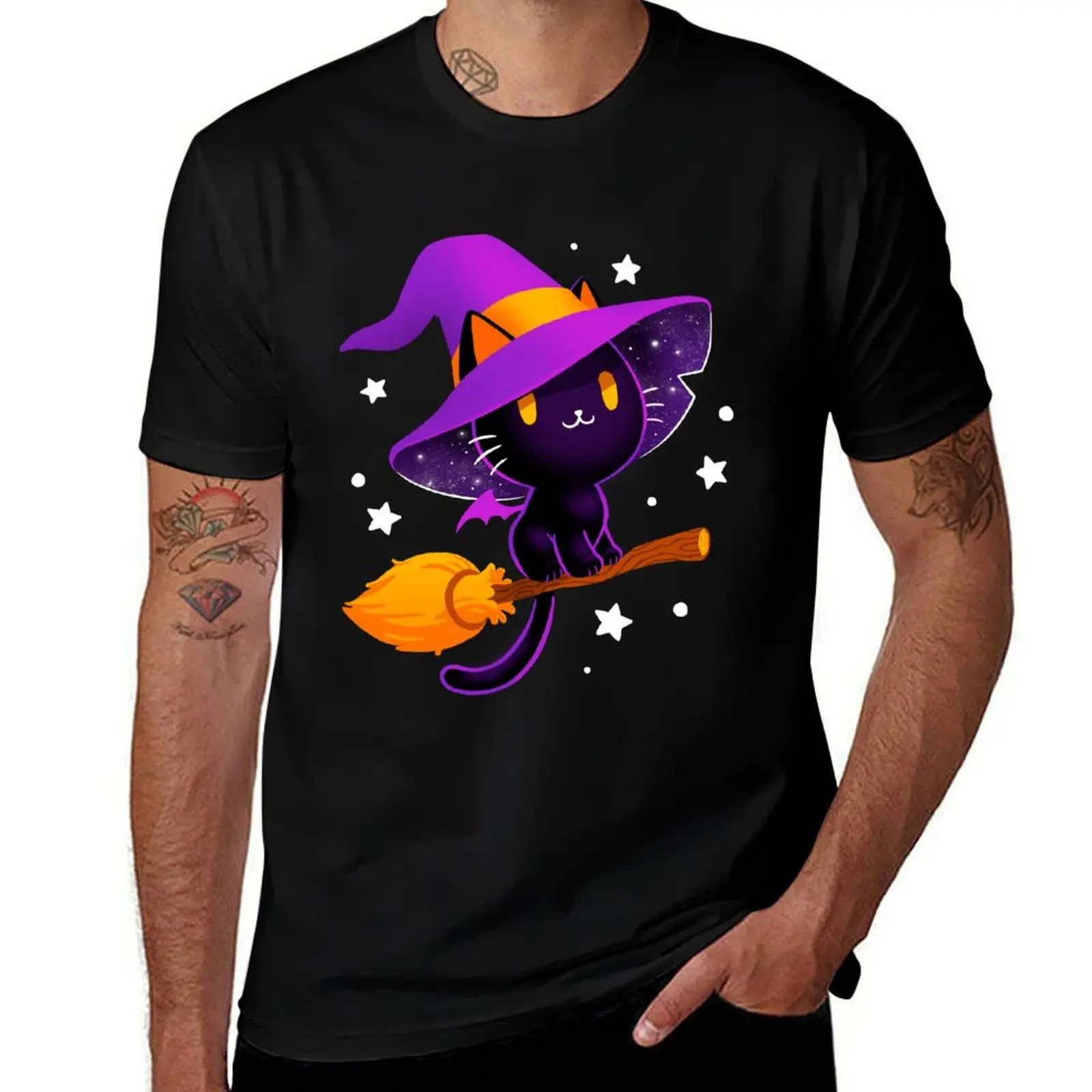 

Witch cat - Black magic cat - cute spooky - Magical stars T-Shirt anime t shirts for man man t shirt luxury