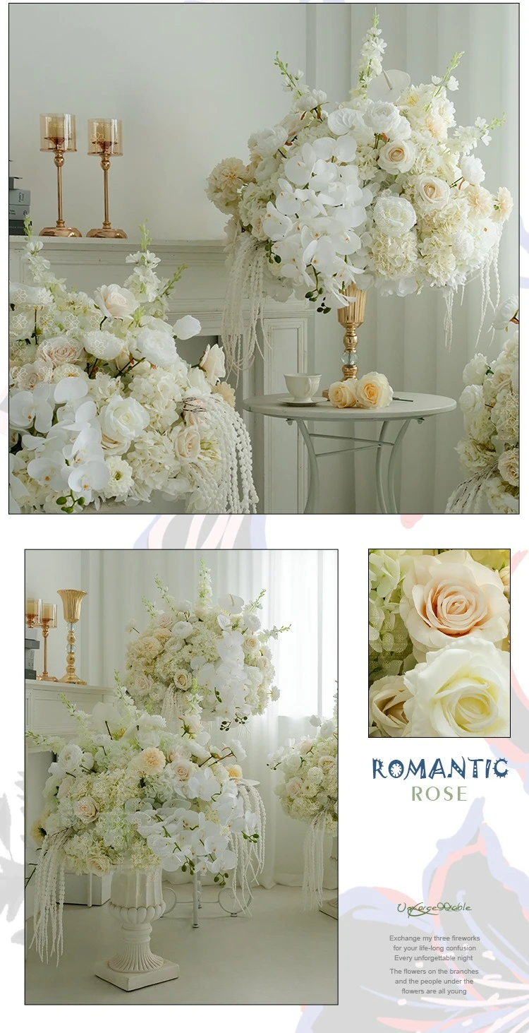 Großhandel Milchweiße Künstliche Hortensien-Blumenkugel Seiden-Pomander für Hochzeit Römische Säulen-Gang Schaufenster-Event-Dekoration – Detail 7