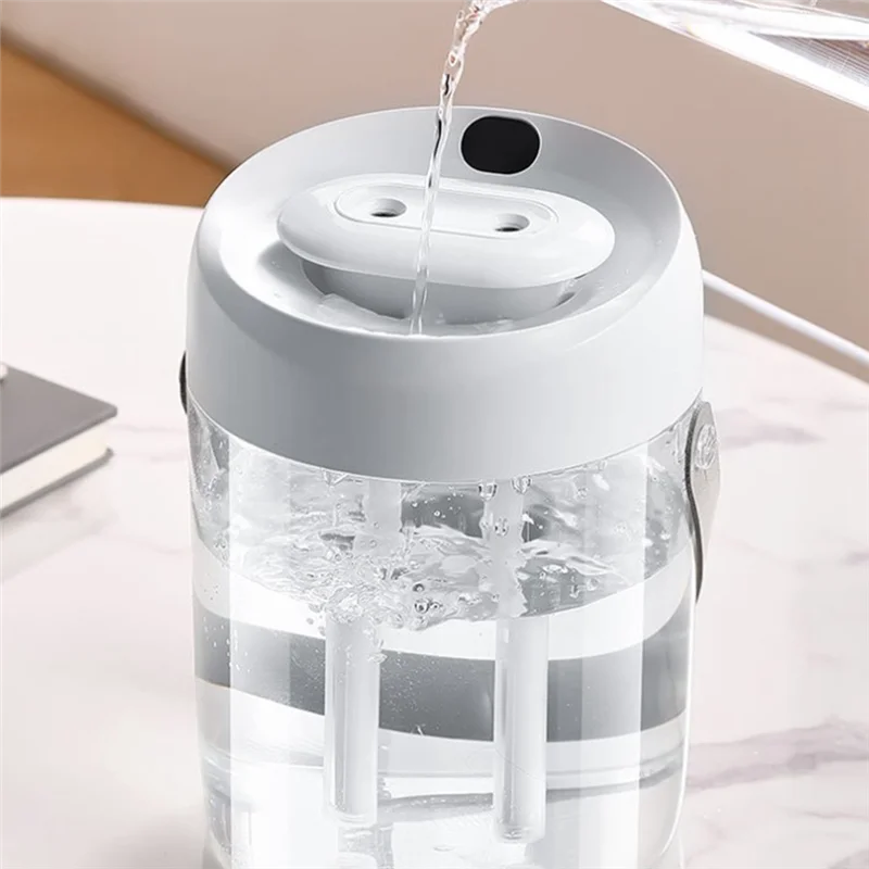 A44T White 2L Double Nozzle Humidifier Office Desktop Portable Air Atomizer USB Chargeable Digital Display Humidification Nebuli
