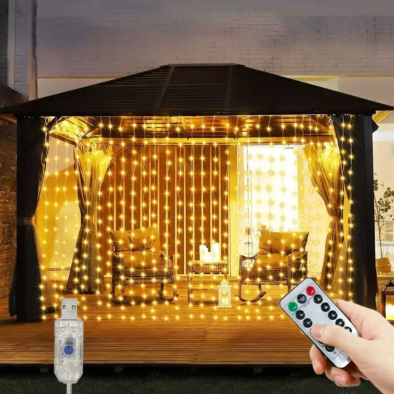 USB LED Curtain String Lights Hanging Window Lights With Remote Connectable Festival Decor Fairy Lights Bedroom Outdoor Decor