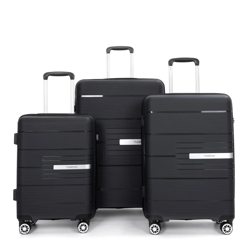 Maleta rígida Travelhouse Juegos de equipaje de PP Maleta liviana y duradera con cerradura TSA, juego de 3 piezas (20/24/28)