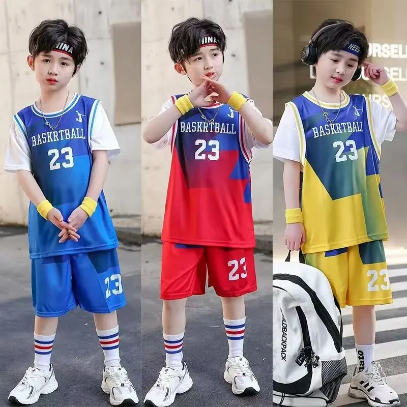 Kids Basketball Jersey Suits Quick-drying Fashionable Children Team Training Uniform Boy and Girls Shirt Sportswear Clothings
