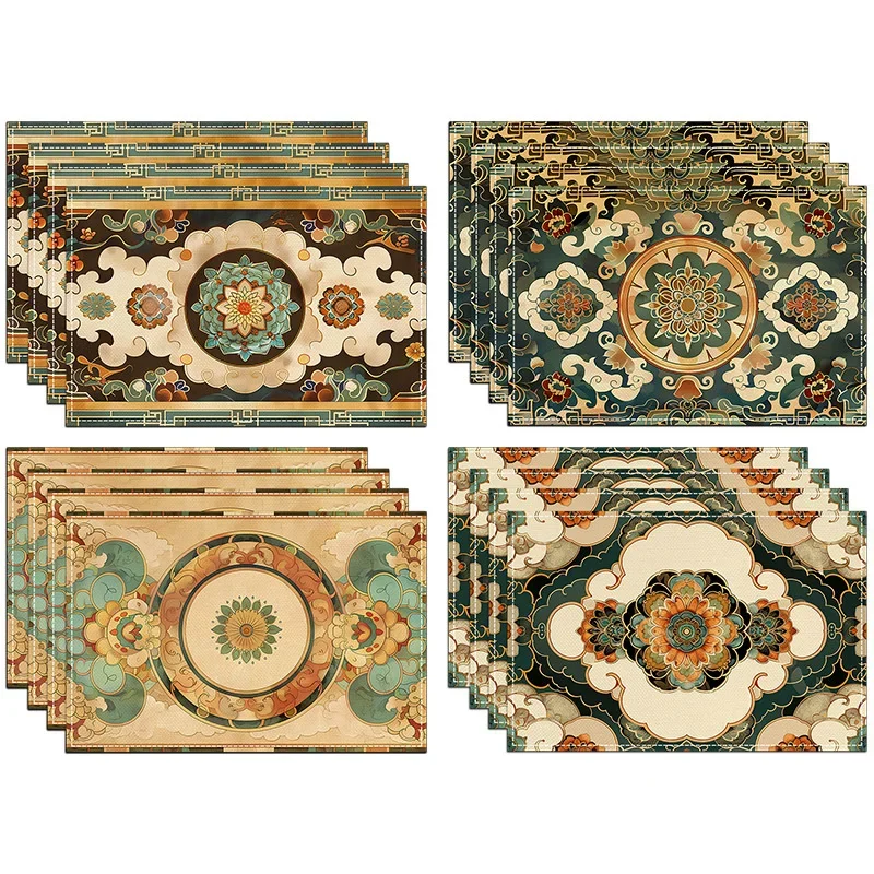 

4/6/8Pcs Bohemian Style Linen Placemat 30*45CM Linen Seasonal Spring Table Mats for Party Kitchen Wedding Dining Decoration