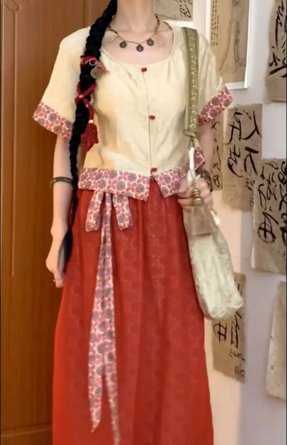 Bedrucktes Hemd-Set im chinesischen Stil für Damen, Sommer, Vintage-Laternenhose, zweiteiliges Set, traditionelle chinesische Kleidung für Damen