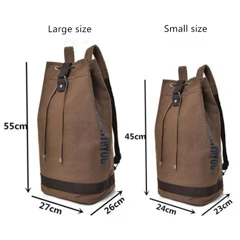 2026 mochila de lona com alças duplas, bolsa balde de grande capacidade adequada para homens e mulheres, uso de viagens casuais ao ar livre