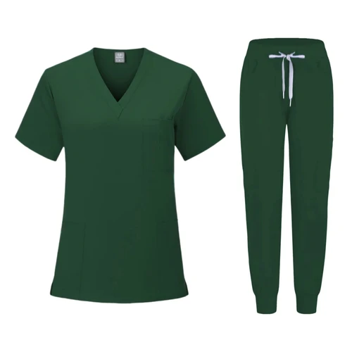 Imagen 2 del producto Gran oferta, bata de enfermera de tela suave lavable antiarrugas, uniforme de Hospital, bata médica para mujer, conjuntos de batas para correr, par