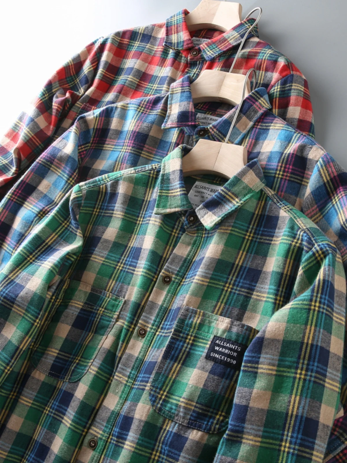 

Autumn Winter Men's Casual Plaid Long Sve irt Vintage Waed Cotton Warm Loose Fit Faionable Youthful Sle