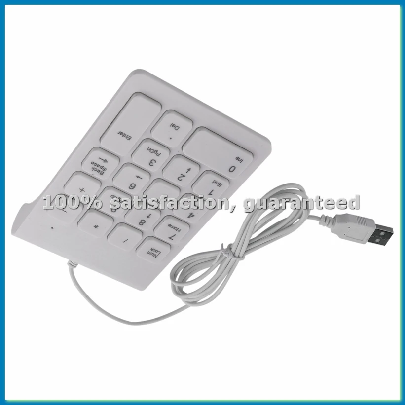 Mini USB Wired Numeric Keypad Numpad 18 Keys Digital Keyboard for Accounting Teller Laptop Android Notebook Tablets PC (White)